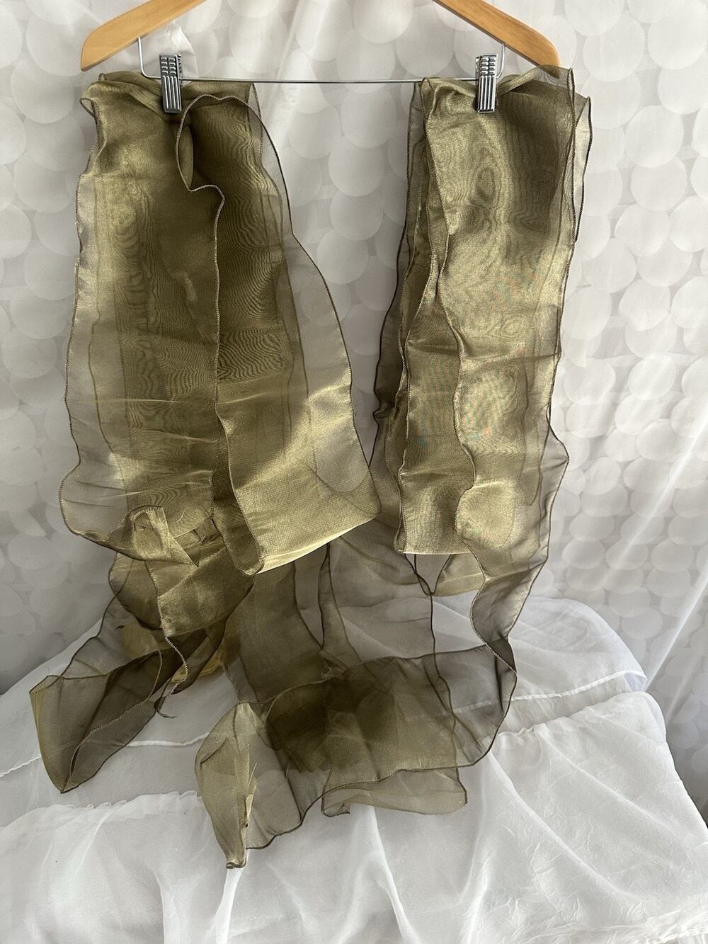 WIDE 5.5” WIDE Wired Organza Sheer Ribbon BRONZE Olive Green Wedding Christmas